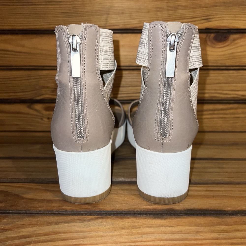Sorel Cameron Sandal Womens Size 7 Beige Leather Flatform Ankle Strap NL3997-246 - Picture 3 of 10